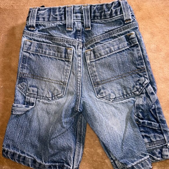 Vtg Old Navy Denim Boy Sz 5 White Wash Carpenter Adjustable Waist Shorts (Q) - Picture 5 of 5